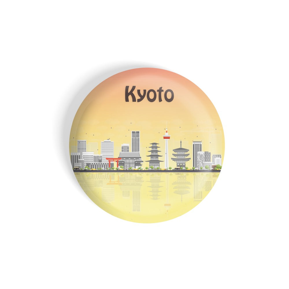 dhcrafts Round Fridge Magnet Multicolour Places Kyoto City In Japan Glossy Finish Design Pack of 1 (75 mm)